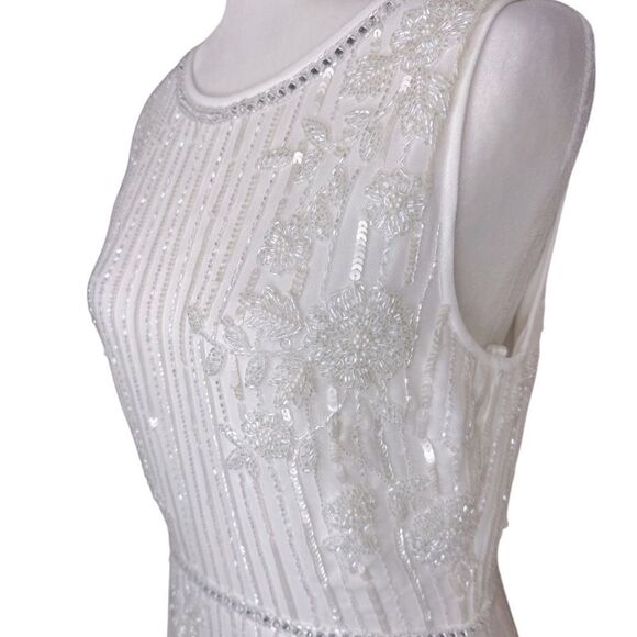 NWT MACDUGGAL White Striped Floral Embellished Sleeveless Midi Dress size 8 🤍 - Picture 11 of 15